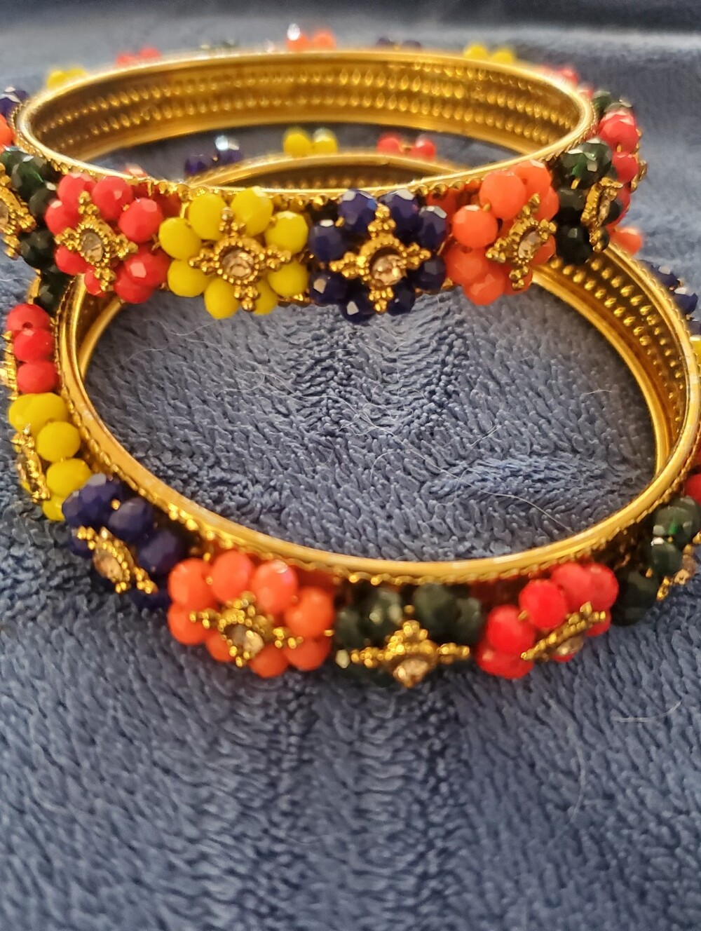 Traditional Indian Floral Beaded Bangles Multicolor Bollywood Kangan Kada Set